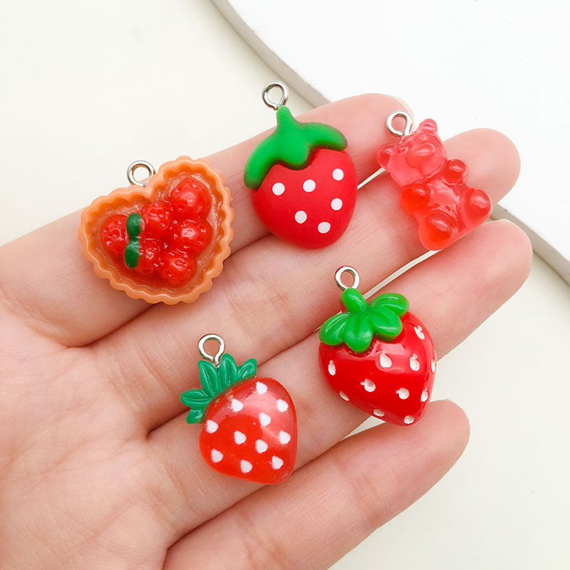 5g Weight Pendant Jewelry Making Type Top-Drilled Drill Orientation DIY Jewelry Accessories Classification Smooth Embellishment 1 Piece Quantity Resin Material Fruit, Bear Pattern Epoxy Design IG Style, Casual, Sweet Style 1 Piece Resin Fruit Bear Pendant 5