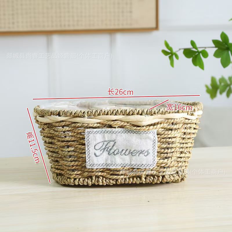 Cestas de flores tejidas a mano tejidas de paja bambú tejidas de flores tejidas a mano imitación de vid y fruta huevo caja de regalo cesta pastoral