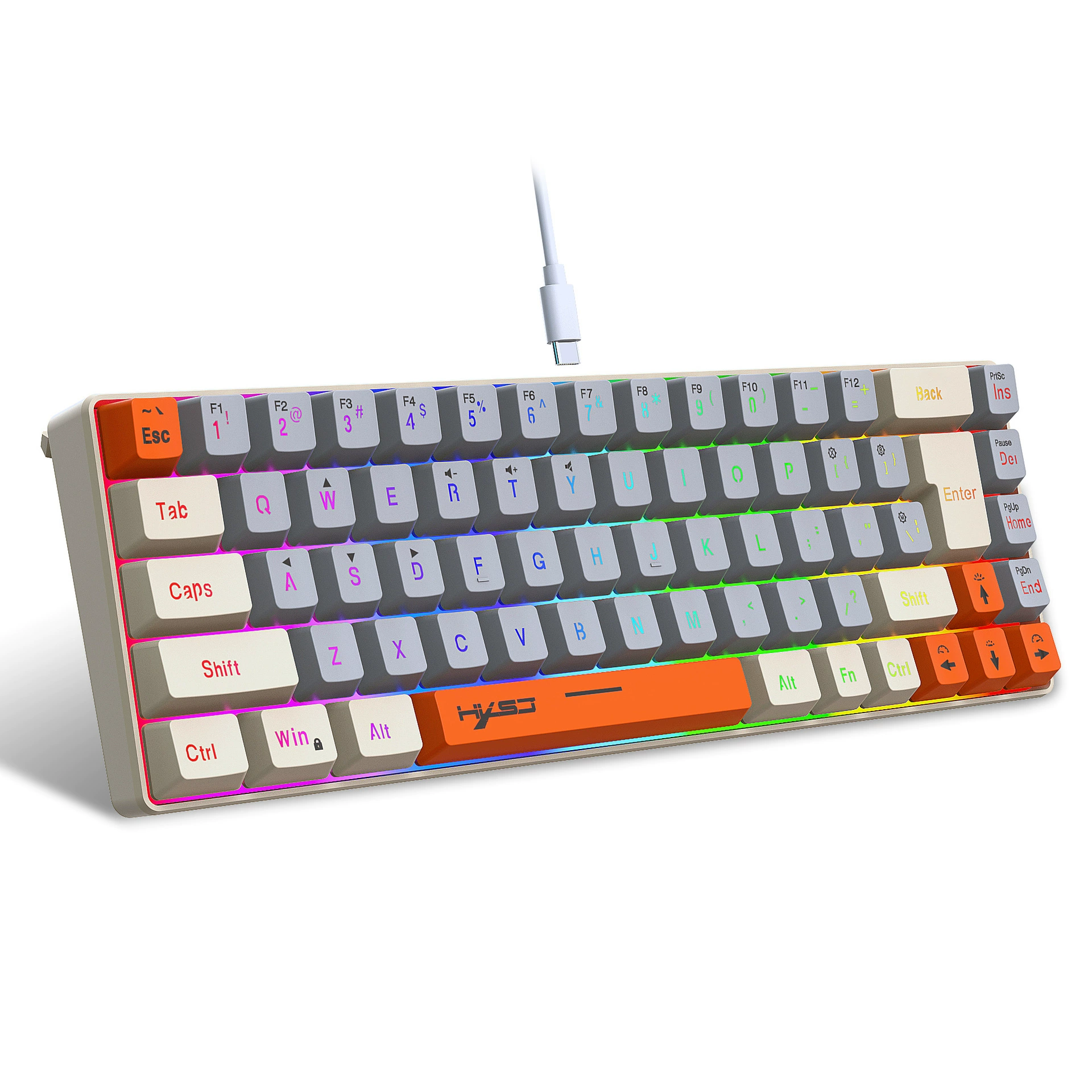 2024 Санлин цветная игра тонкая пленка клавиатура 68 клавиш, разделение линей, RGB подсветка, многофункциональная проводная клавиатура с пятнами