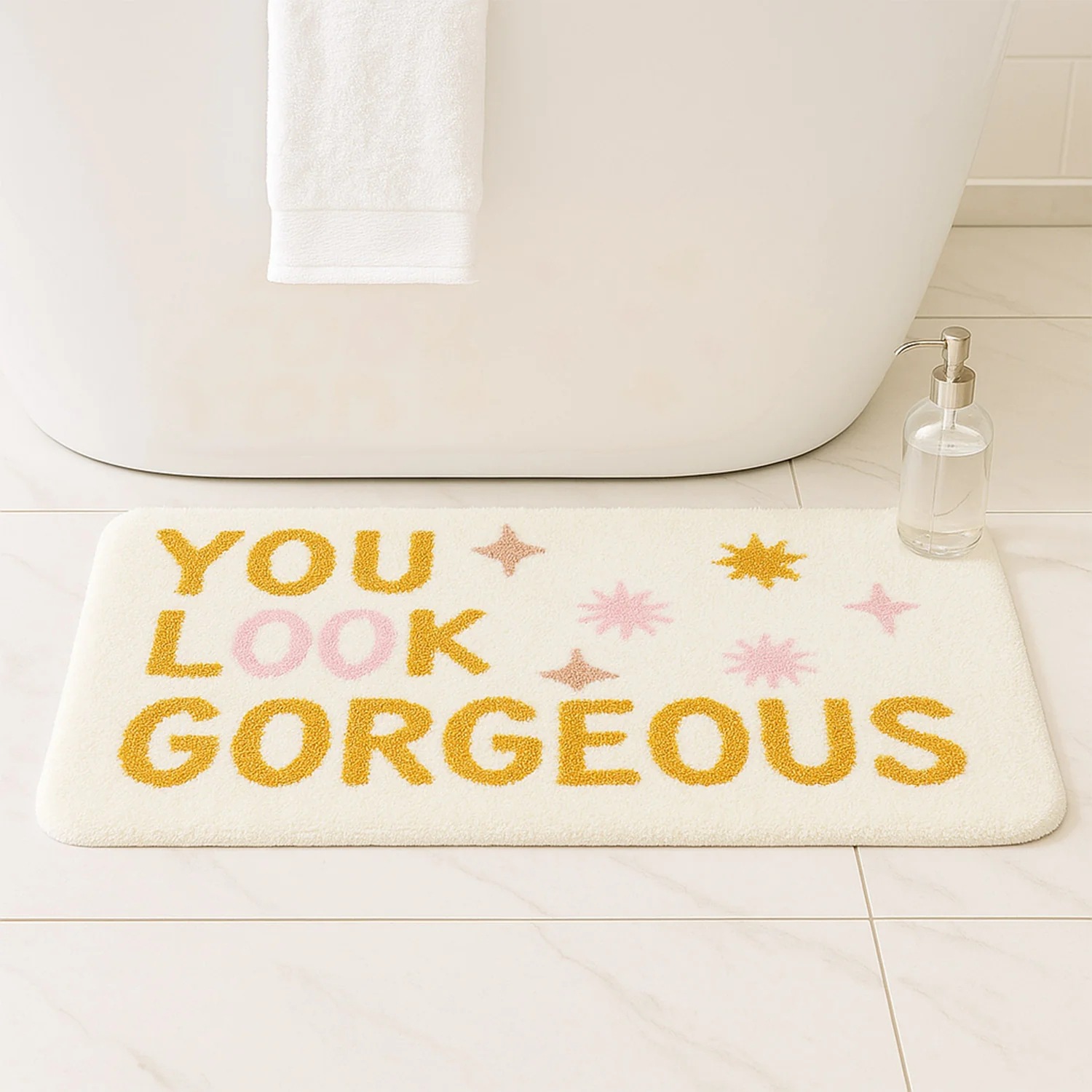 Caricatura encantadora pequeña fresca imitación almohadilla de cachemir baño espeso absorción de agua pasillo de entrada resistente a la suciedad fácil de cuidar almohadilla para el cabello