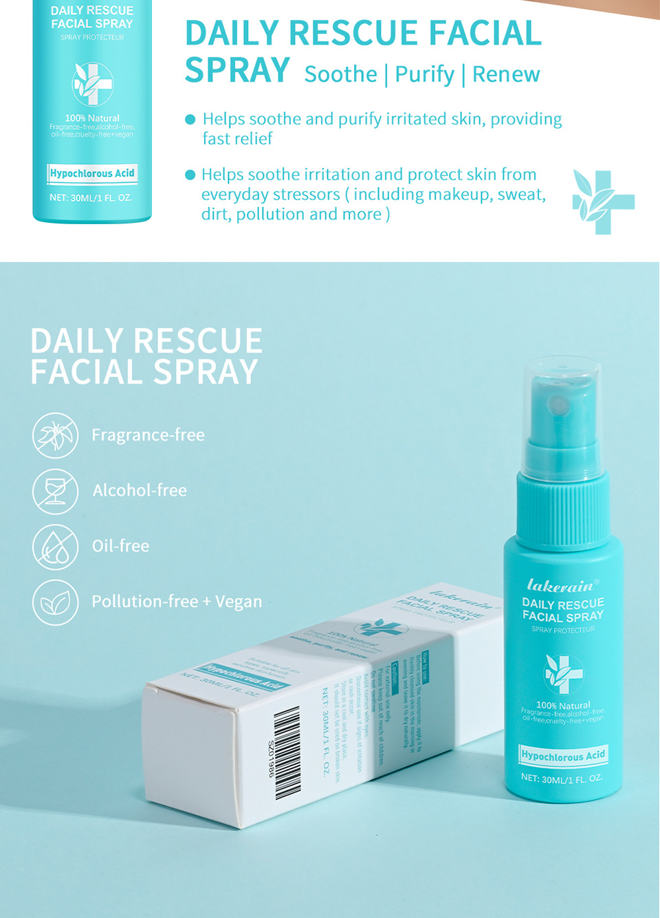 lakerain Facial spray hypochlorous acid spray Application Scenario