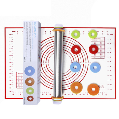 Amazon 17 Adjustable Stainless steel rolling pin adjust thickness Graduation flour Leather material Dough tool