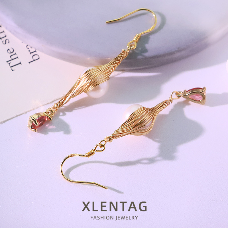 Perla natural original zircón gancho de orejas de alambre pendientes de orejas mujeres dulces pendientes de alta calidad pendientes universales pendientes de orejas al por mayor