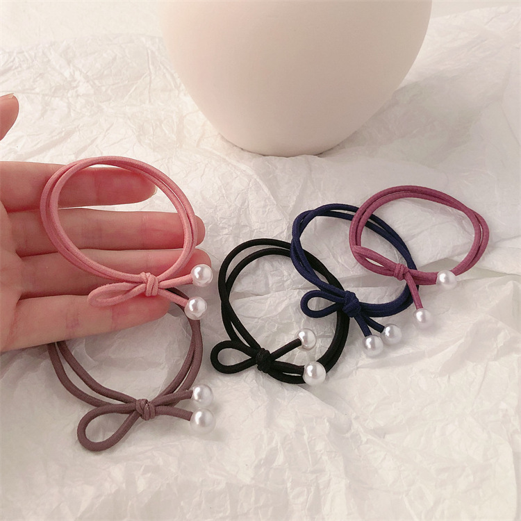 Joyas coreanas para el cabello elásticas para el cabello simple arco anillo de cabello perla cuerda bola joyas para el cabello anillo de cabello