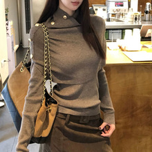 高领毛衣女款2025新款冬季可外穿内搭上衣慵懒感针织衫深卡其均码