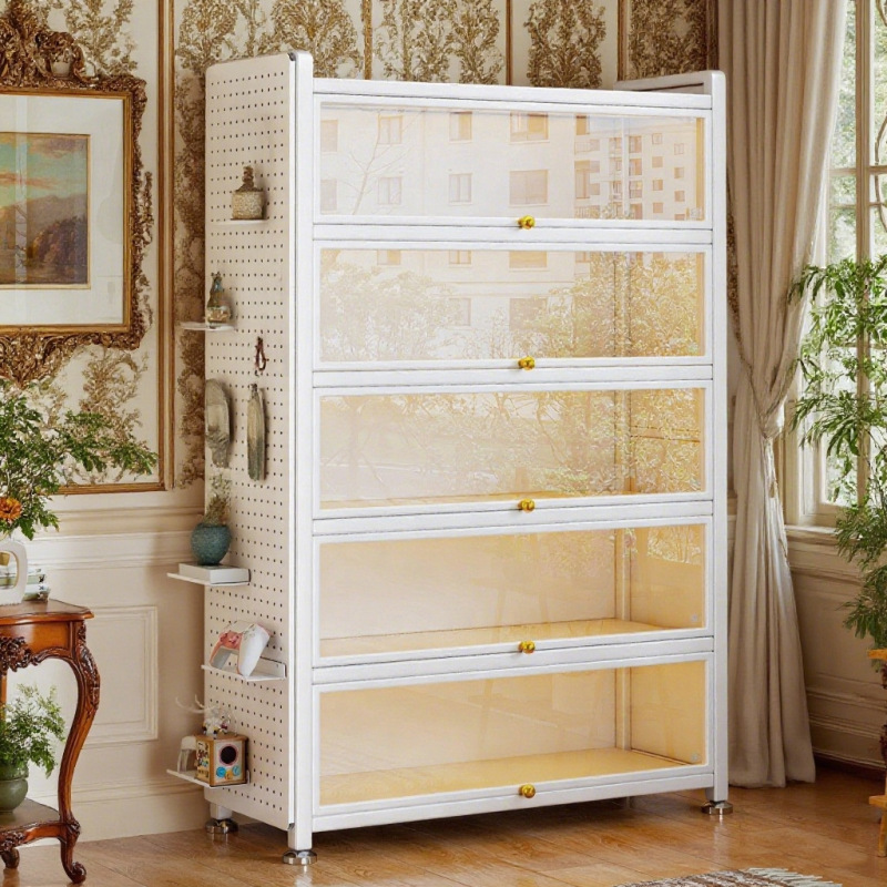 Steel Bookshelf with Transparent Glass and Doors, Dustproof Display Cabinet, Iron Storage Cabinet for Model Figurines Steel Bookshelf with Transparent Glass and Doors, Dustproof Display Cabinet, Iron Storage Cabinet for Model Figurines