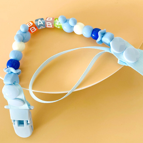 2024 new baby multi-color pacifier anti-falling pacifier with cute bracelet anti-falling clip handmade beaded clip