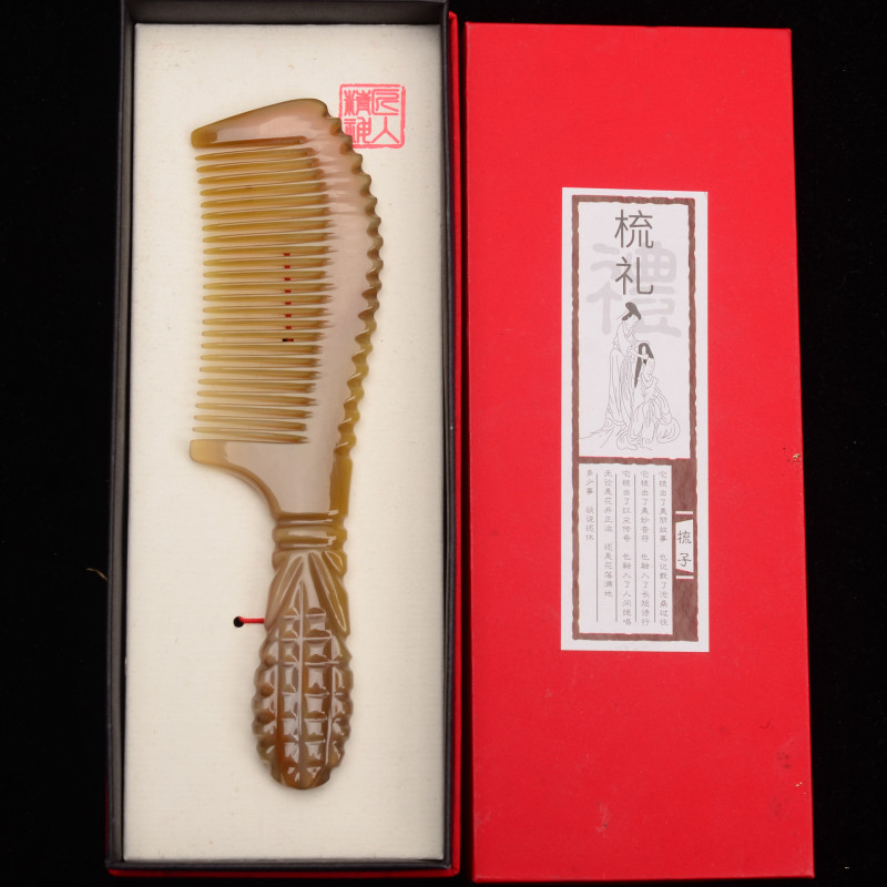 メーカー卸売りヤク角厚さ櫛彫刻櫛厚さトウモロコシ櫛彫刻丸柄厚さ柄手作業櫛|undefined