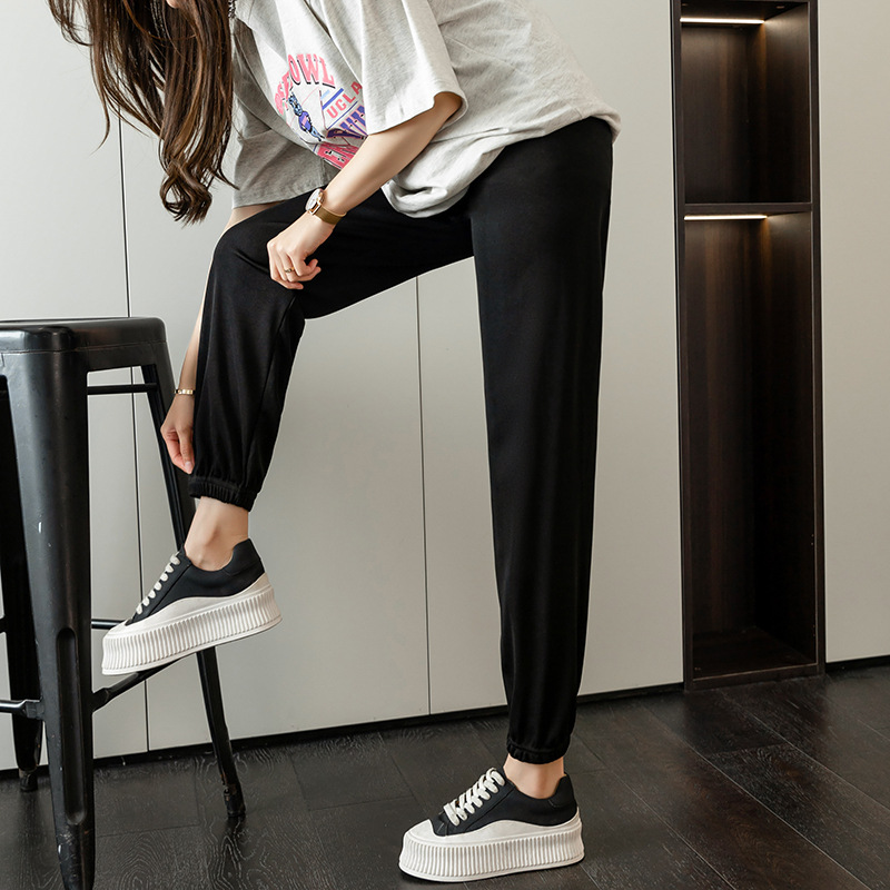 孕婦褲子夏季外穿薄款冰絲大碼燈籠長褲春夏打底褲寬鬆休閒運動褲