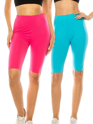 Stretchy Spandex 2-pieces Women's High-Waist Biker Shorts