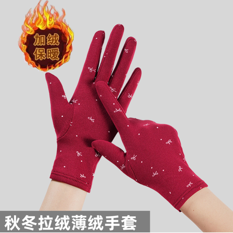 保暖女士手套防寒秋冬季加绒薄款户外骑车防风广场舞韩版休闲开车|undefined