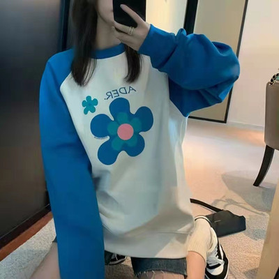 ADER The chest Flower printing T-shirts Sweater A small minority Chaopai Easy leisure time Socket jacket Lovers money Long sleeve