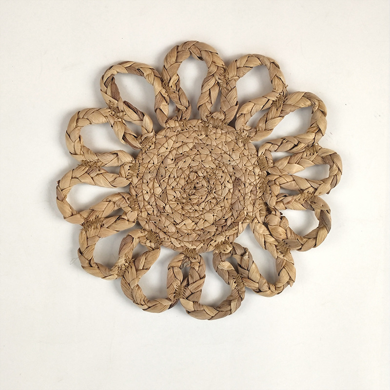 Sol en forma de almohadilla de mesa almohadilla de taza de lujo ligero de alto nivel de calabaza de hierba tejida mortero de calabaza tejida de hierba gruesa almohadilla de aislamiento térmico