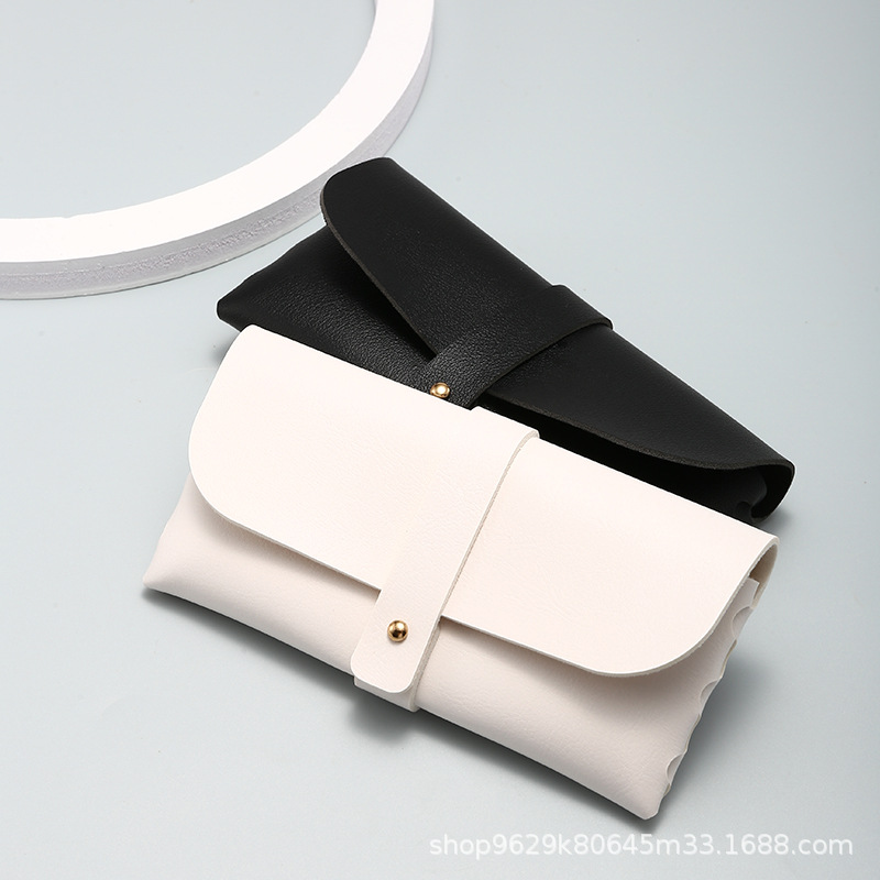 厂批眼镜盒现货新款单钉皮质墨镜包手工编织太阳镜盒子可印LOGO