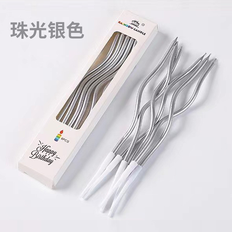 Fabricantes suministro pastel postre hornear pastelería decoración colorida vela curva oro aerosol Arco Iris cumpleaños vela al por mayor