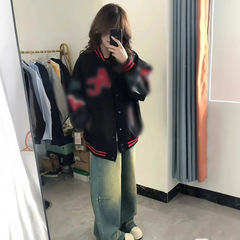 国潮【Achock】アメリカのレトロな衝突色の野球服のコートのタオルは新型のパイロットのジャケットの潮を刺繍します。