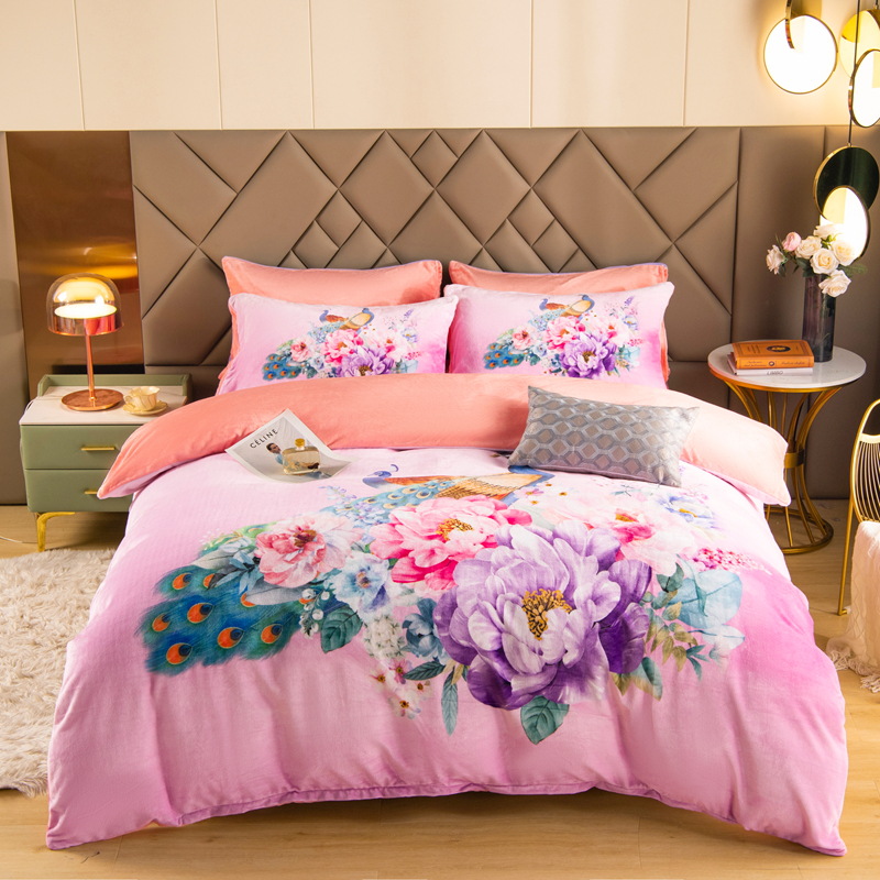 牛奶绒花前月下-花团锦族粉