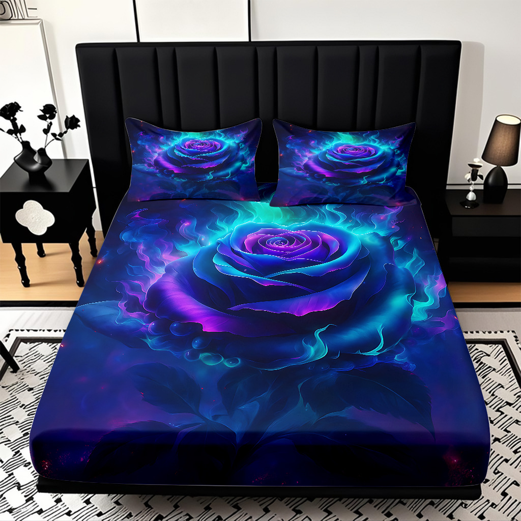TEMU / JIT serie de flores de rosa multicolor 3D impresión digital set de cama para diseñar el fabricante de la fuente