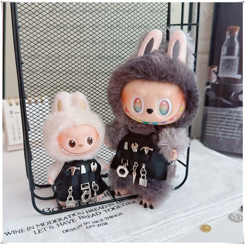 拉布布4.0心底密码娃衣一二三四代labubu工具皮革围裙10cm替换装