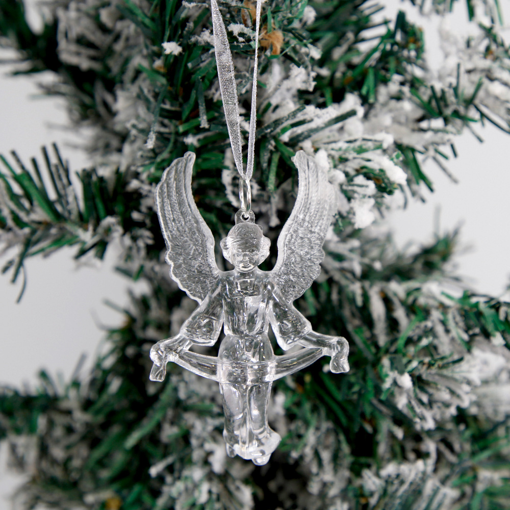 Adorno Navideño Transparente de Reno, Decoración para Árbol de Navidad, Copo de Nieve Tridimensional Colgante, Decoración Creativa de Plástico en Espiral