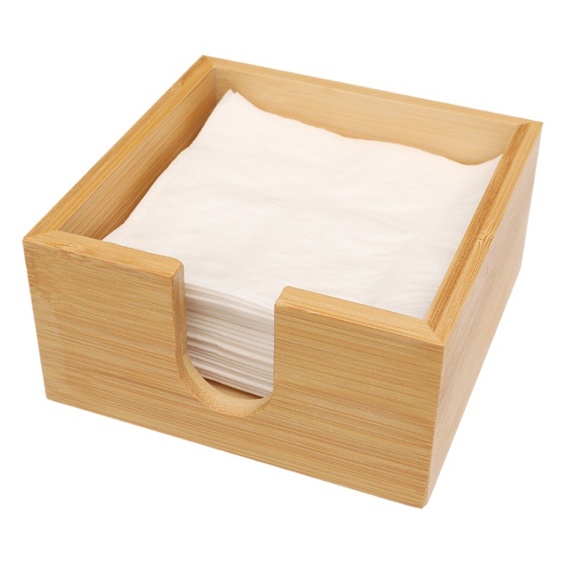 Caja de tejido de escritorio LOGO caja de almacenamiento de tejido de bambú cuadrado servilleta caja de pañuelos de cartón de publicidad
