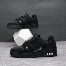 高版本男鞋黑武士真皮运动鞋春季男女休闲鞋情侣厚底黑色ins老爹