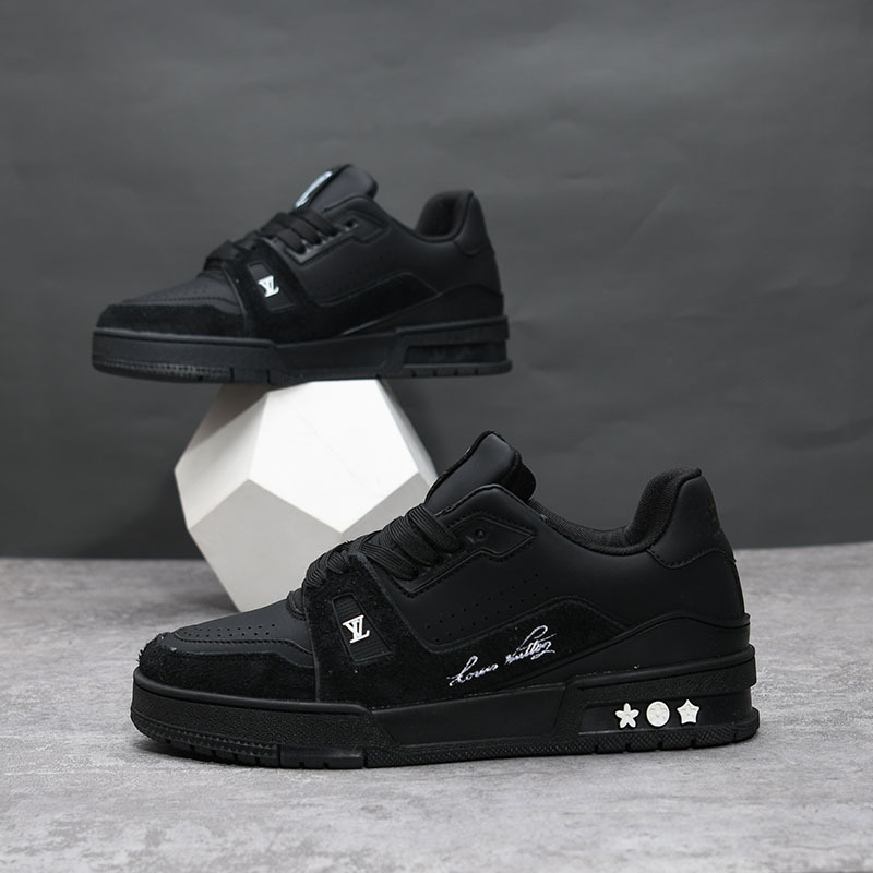 高版本男鞋黑武士真皮运动鞋春季男女休闲鞋情侣厚底黑色ins老爹