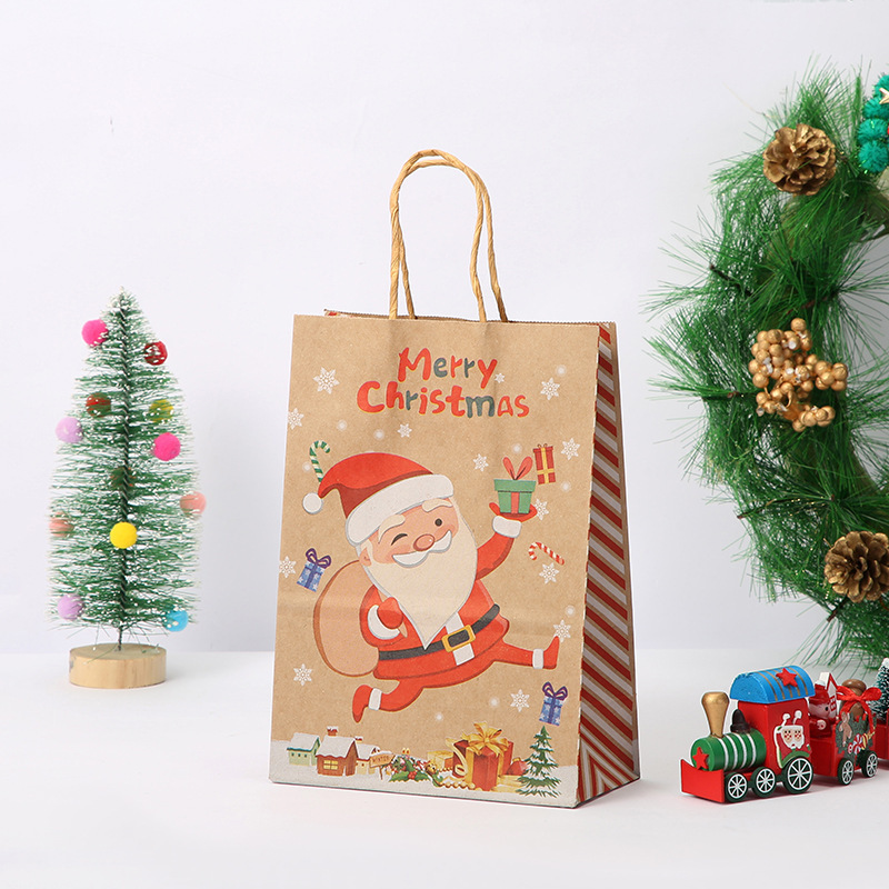 現物クリスマス礼袋クラフト紙包装袋卸売りはデパートのレジ袋を決めることができる|undefined