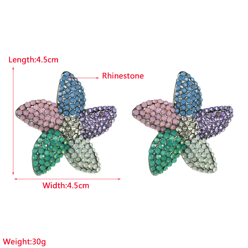 INS Style Starfish Alloy Inlay Rhinestones Womenu0027S Ear Studs 1 Pair