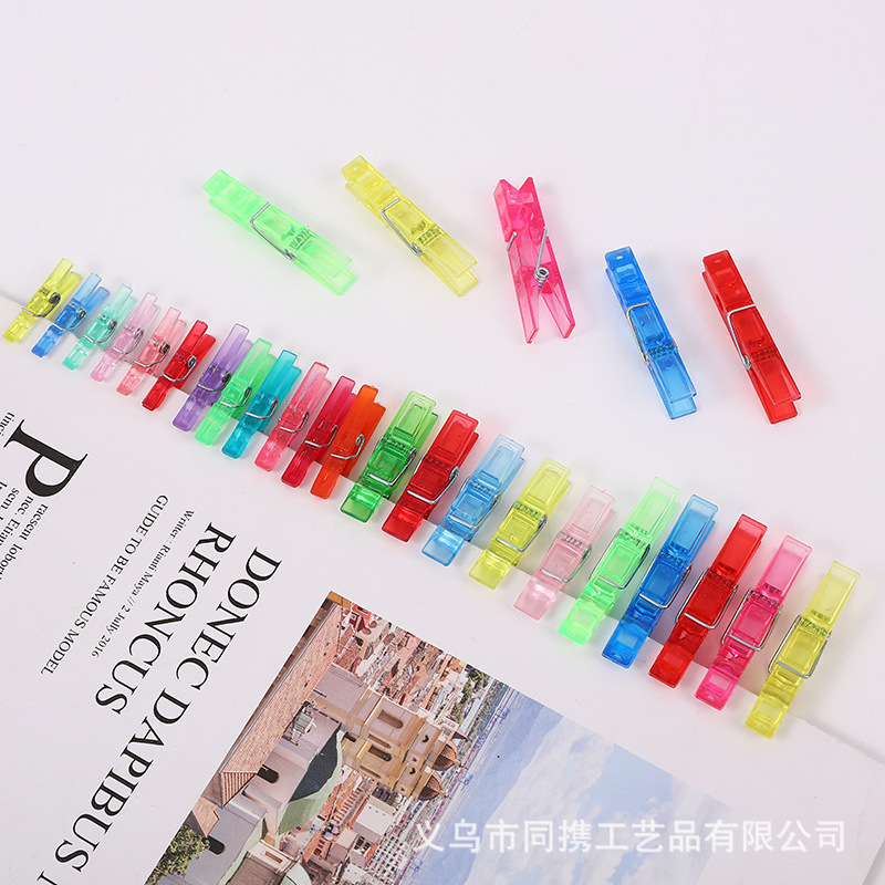 DIY塑料夹相片夹彩色迷你照片夹透明白亚克力夹子 圣诞装饰灯串夹