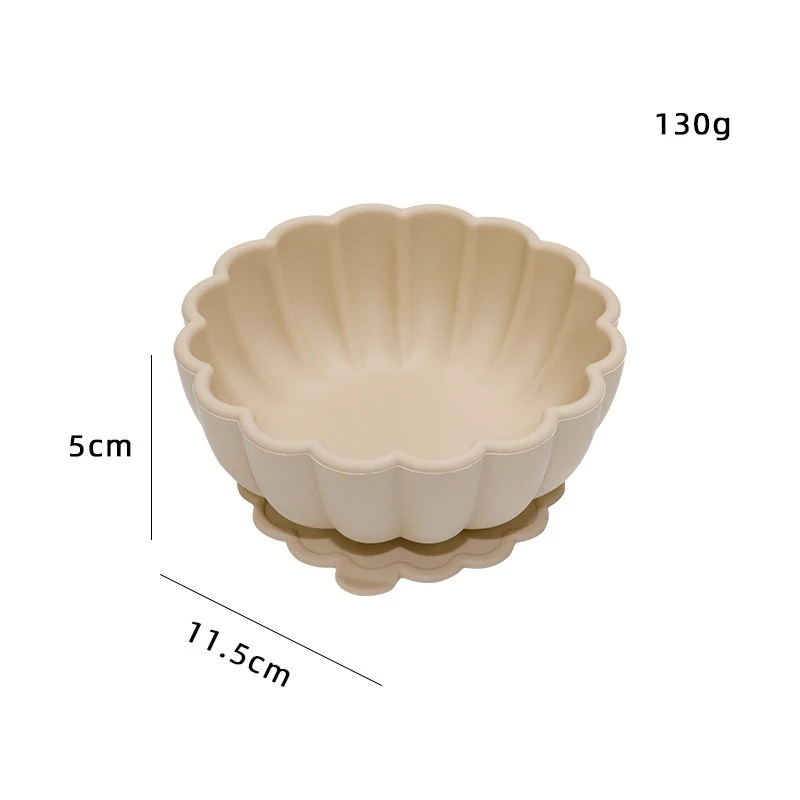 Cuenco de suplemento alimenticio de silicona cuenco de calabaza cuchara de silicona redondo para niños vajilla de entrenamiento de alimentación resistente a las caídas cuenco de silicona para niños