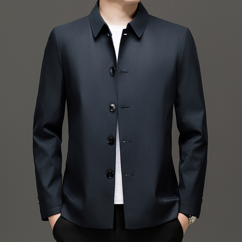 Primavera y otoño transfronterizos chaqueta de hombre con sola solapa de botón medio largo chaqueta de hombre casuales chaqueta guapo image 7