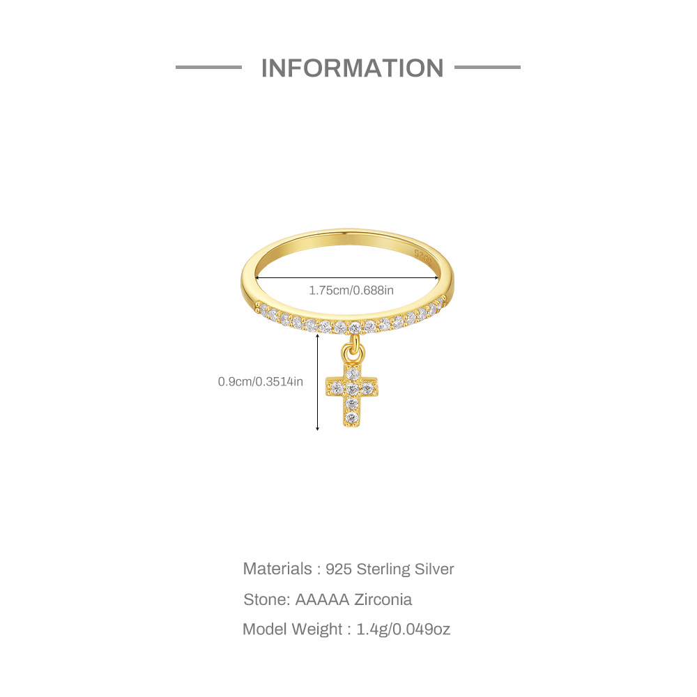 1g Weight Zircon Inlay Material Charm Rings, Rings Classification 7 Ring Size 1 Piece Quantity Wedding, Date, Engagement Occasion 925 Sterling Silver Material Cross, Star, Heart Shape Pattern All Seasons Season Women's Gender Inlay Design Simple Style Style Gold Color 925 Sterling Silver Zircon Cross Star Heart Shape Charm Rings Rings 925 Sterling Silver Rings 1