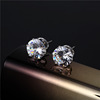 Zirconium, fashionable earrings suitable for men and women, universal trend crystal, accessory, Korean style, wholesale