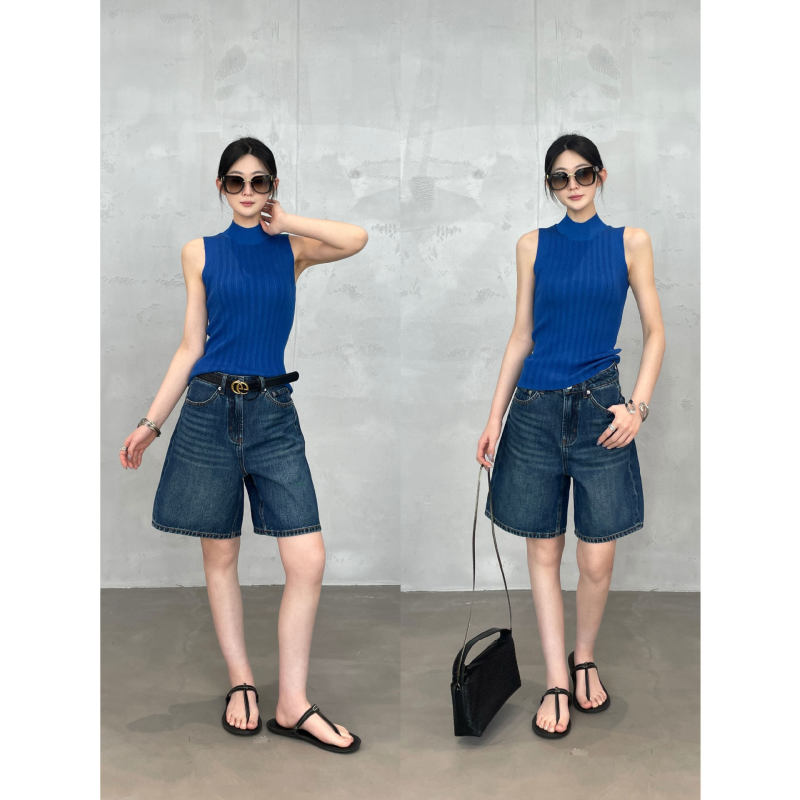 Vintage-Style Long-Leg Denim Shorts for Women, Loose and Casual, Versatile Five-Point Shorts for Summer