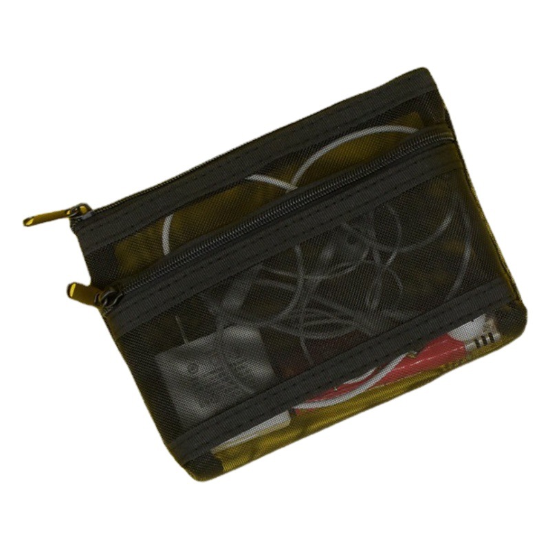 Doble capa de malla engrosada caja de lápiz papelería de oficina A6 nylon color sólido Prueba de papel bolsa de almacenamiento tienda transfronteriza al por mayor