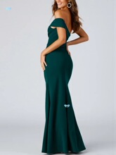 Solid Slim Fit Off Neck Split Dress ��ɫ����һ���I�_���B��ȹ