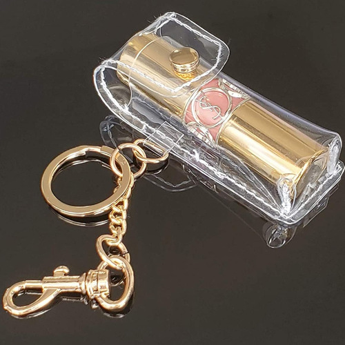 Trendy PVC lipstick leather case, fashionable transparent lipstick bag, versatile bag accessories, key chain pendant