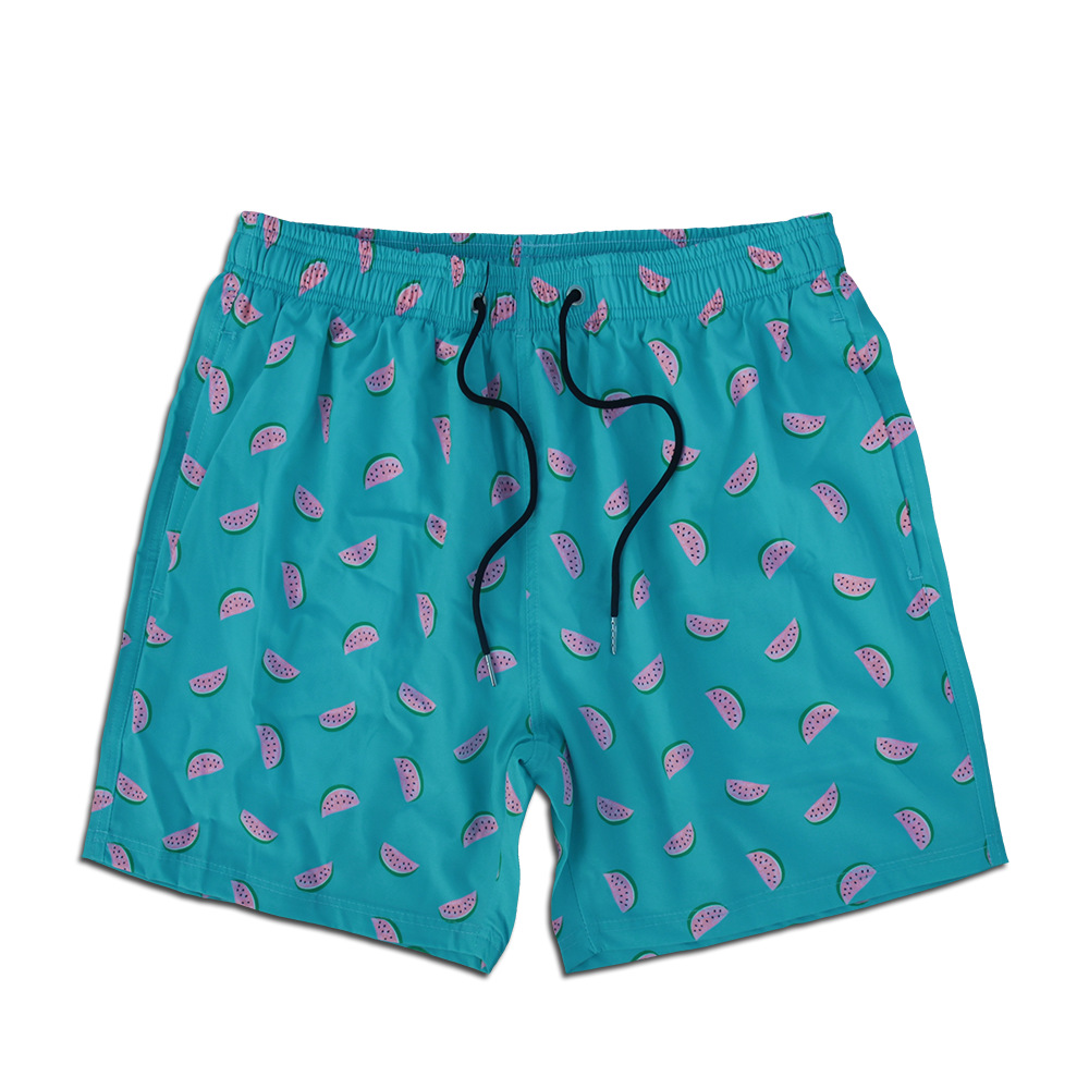 Herren-Badeshorts mit Wassermelonenmuster, elastisch, mit Futter, ideal für Urlaub und Reisen, zum Surfen, aus Polyester, für Frühling/Sommer_voghion.com