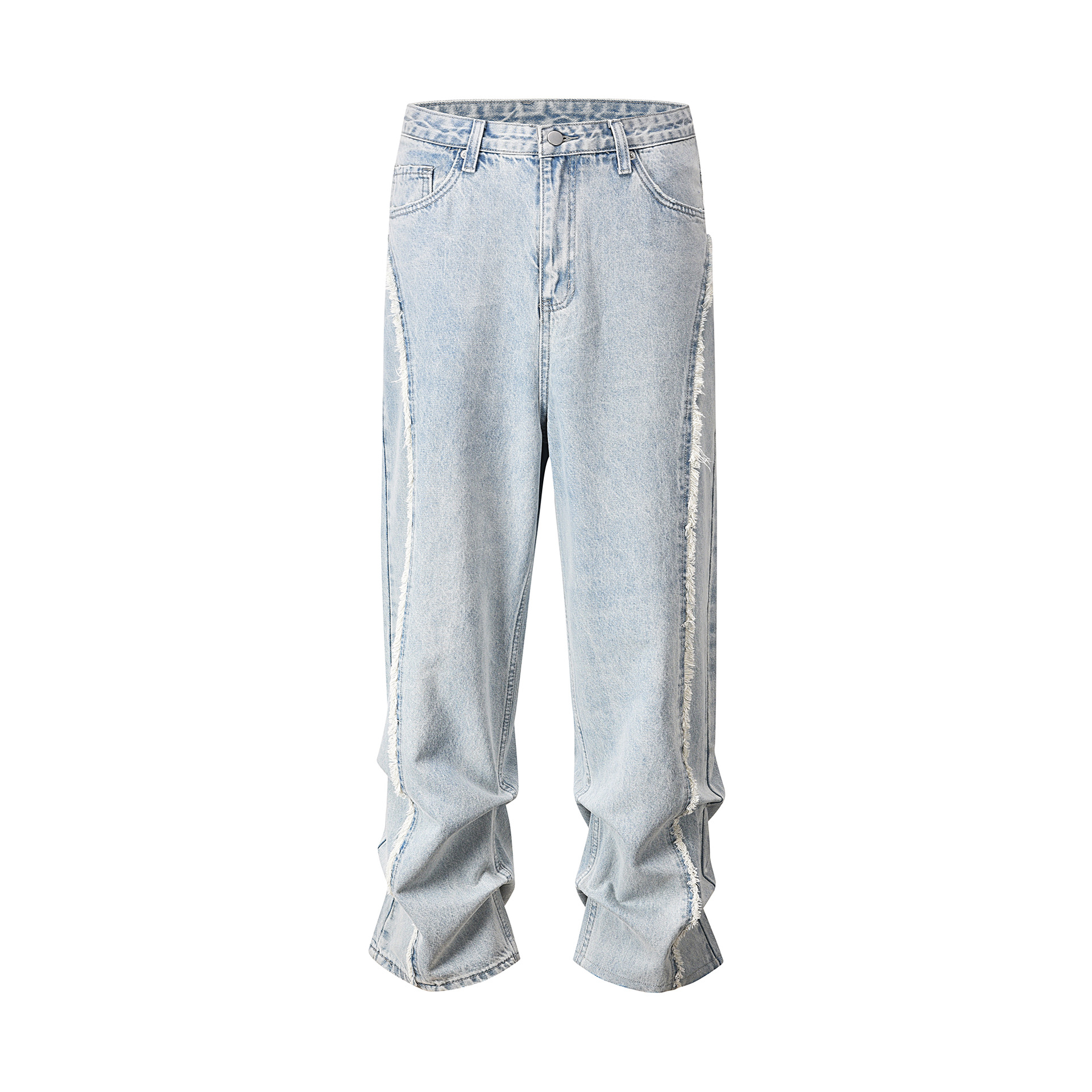 Herrejeans med rett passform og vide ben med diamantmønster_voghion.com
