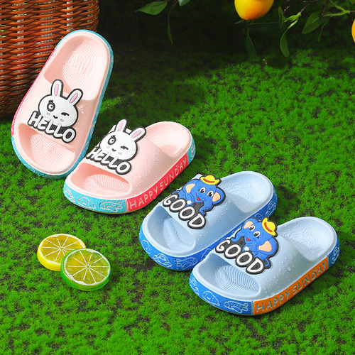 Children's Slippers Summer Soft Sole for Middle and Small Kids Indoor Cartoon Cute Boys and Girls Home Baby Cooling Slippers One Piece Dropshipping