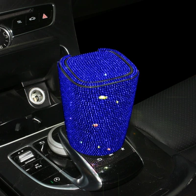 Diamond-embedded car car ashtray: Car ashtray - ashtray-blue-diamond