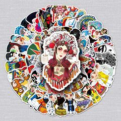 50 Drama and Opera Character Mask Sticker Cartoons Chinese Style Luggage Laptop Phone Case Sticker