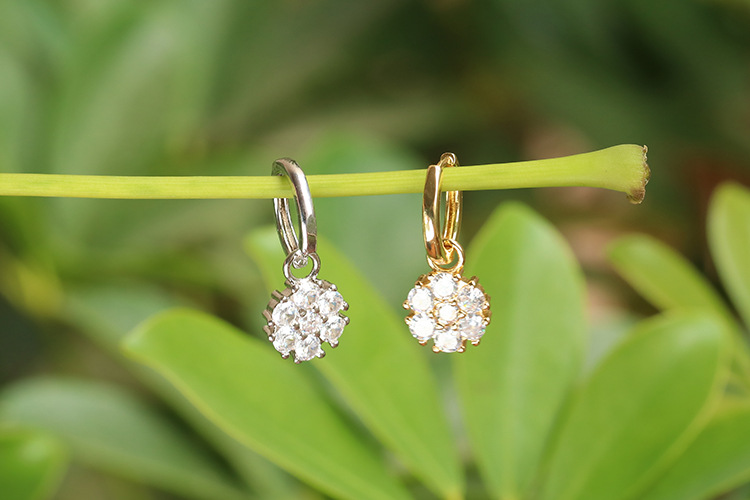 5g Weight Zircon Inlay Material Earrings Classification Housewarming, Anniversary, Business, Wedding, Travel, Birthday, Festival Occasion Korean Copper Inlaid Zircon Snowflake Earrings Wholesale