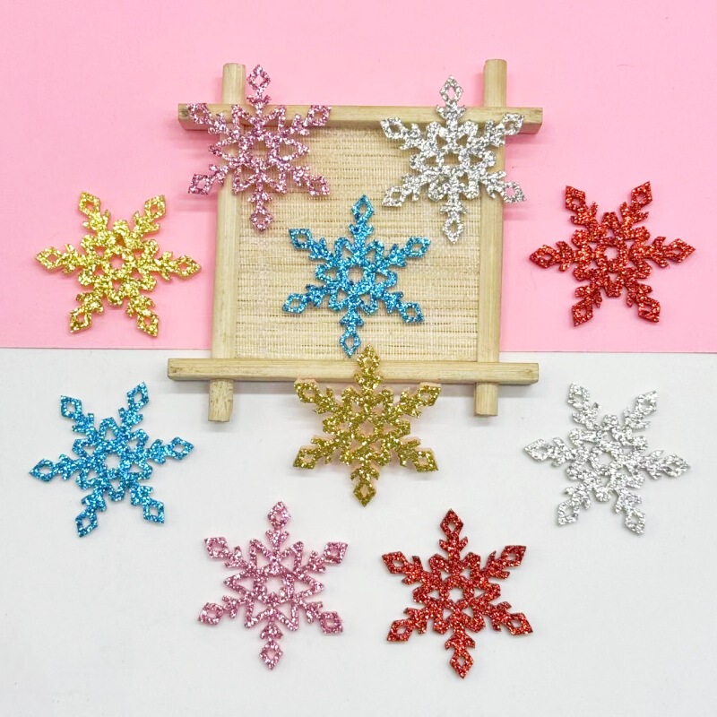 glitter sequins christmas snowflake patch diy handmade children hairpin material fashion jewelry accessories wholesale