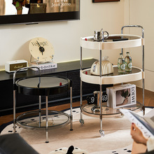 收纳置物架客厅可移动小推车双层茶几桌子轻奢静音水晶轮移动款
