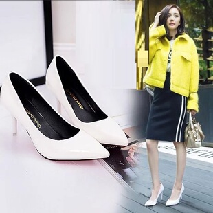 European and American Multi-color plus size High-heeled Shoes 2022 Pointed Stiletto Heel Shallow Mouth Foreign Trade Single-layer Shoes Women's Work Shoes Patent Leather Size 42