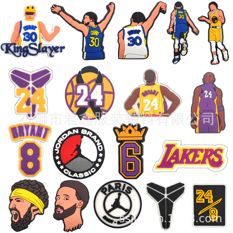 Nba Los Angeles Lakers Curry Croc Shoes Cross-Border Basketball Star Shoes Flower Shoes Buckle Lebron James