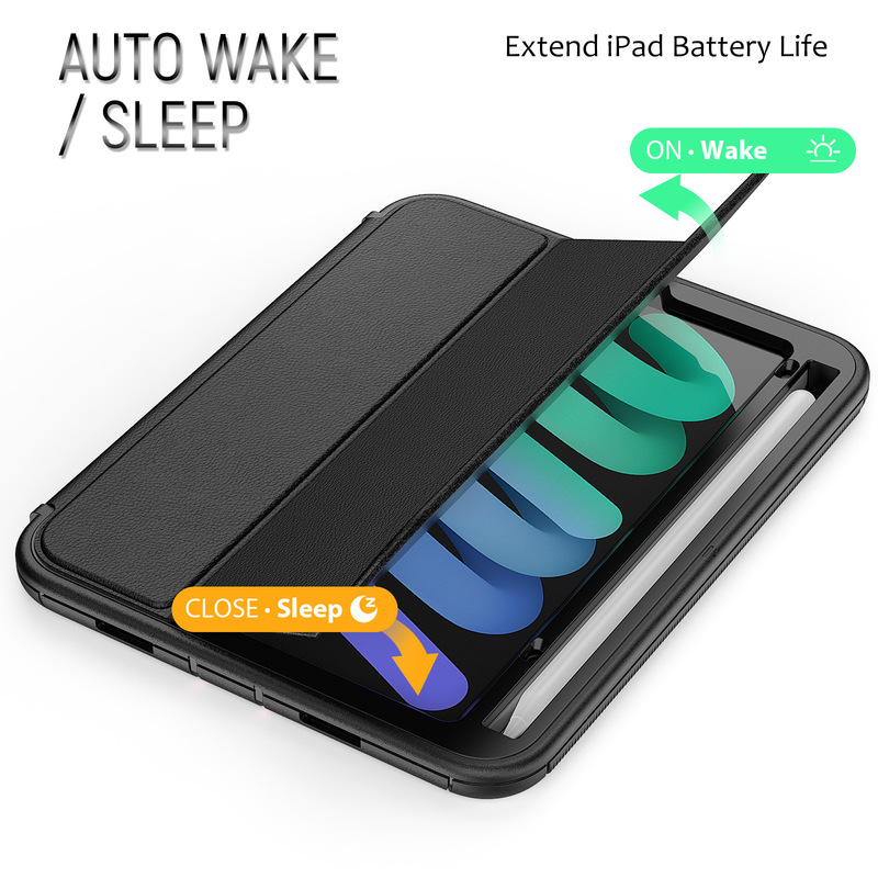 Suitable for iPad mini 6/7 2024 Adsorption Pen Slot Protective Cover Sleeve with Three-in-One Flip Anti-drop Case