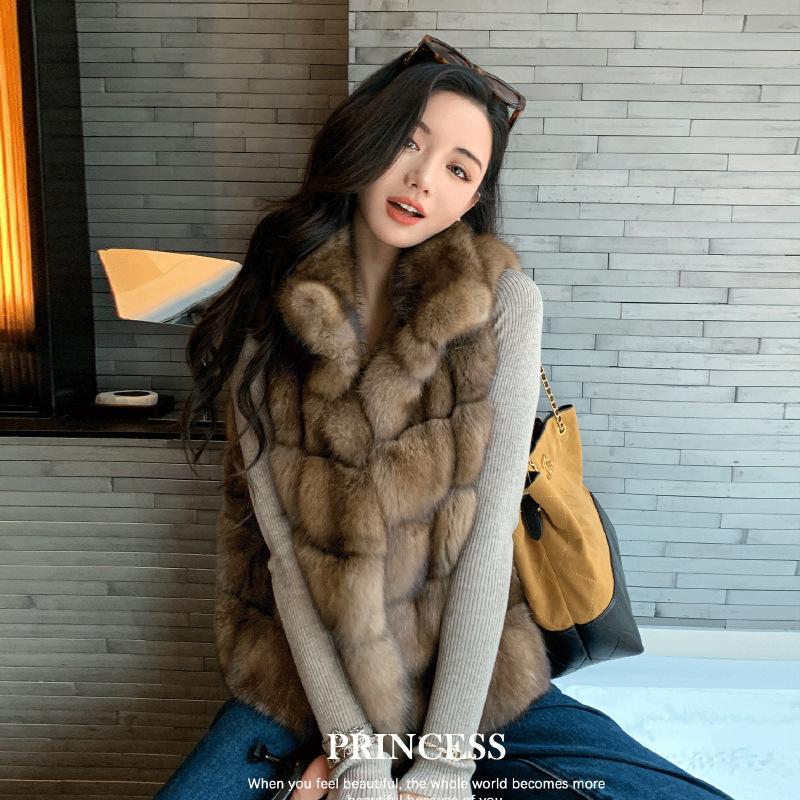 2025 Autumn and Winter New Furry Imitation Leather Fashionable Retro Imitation Mink Versatile Elegant Women's Vest Vest Outer